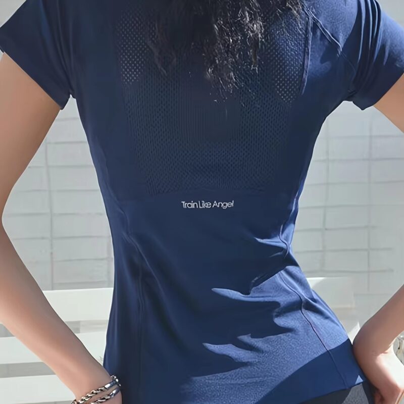 Tee Shirt Sport Femme Original Bleu Marine - Vue dos | WO-Calisthenics