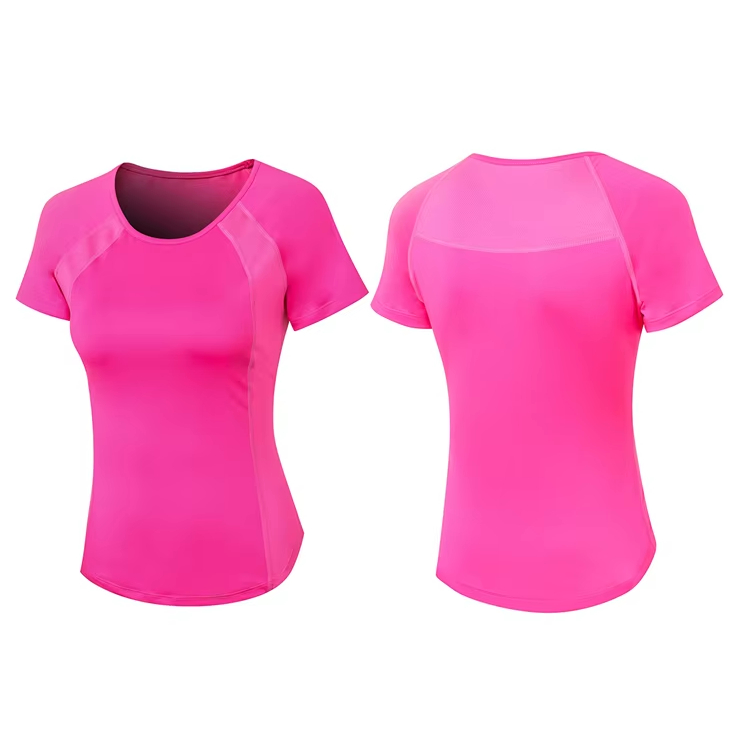 Tee Shirt Sport Rose Fluo Femme - Vue face et dos | WO-Calisthenics