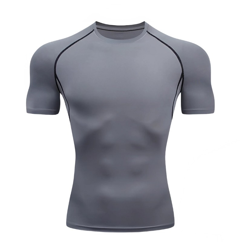 T Shirt Sport Personnalisable Gris vue Face -- WO-Calisthenics