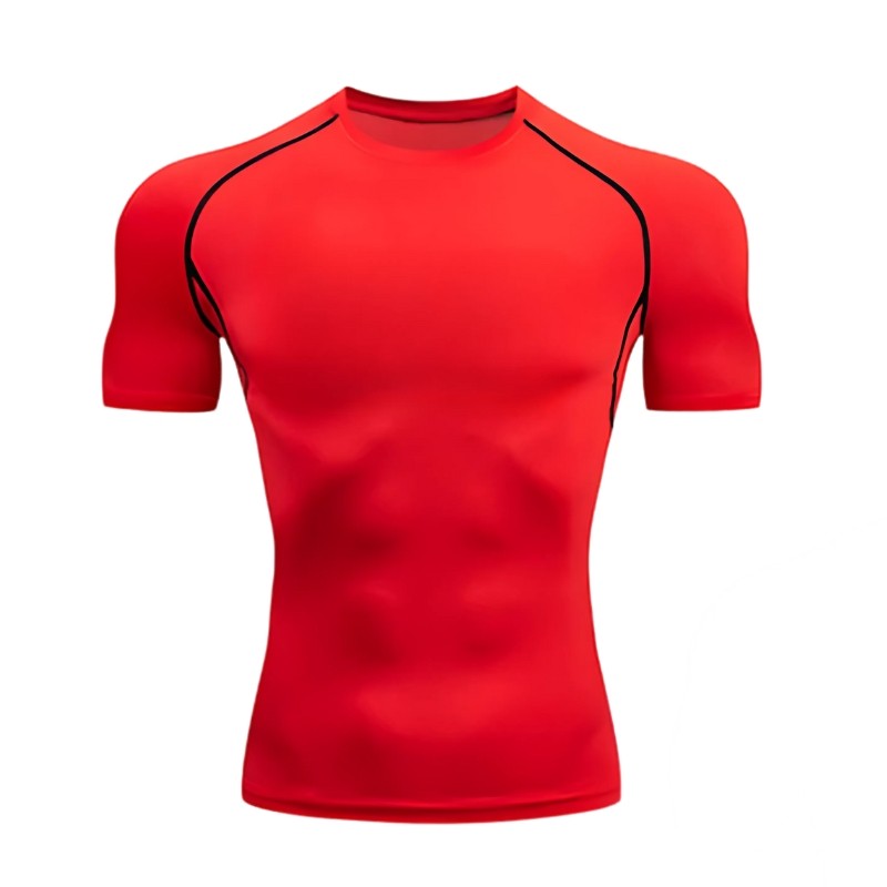 T Shirt Sport Personnalisable Rouge vue Face -- WO-Calisthenics